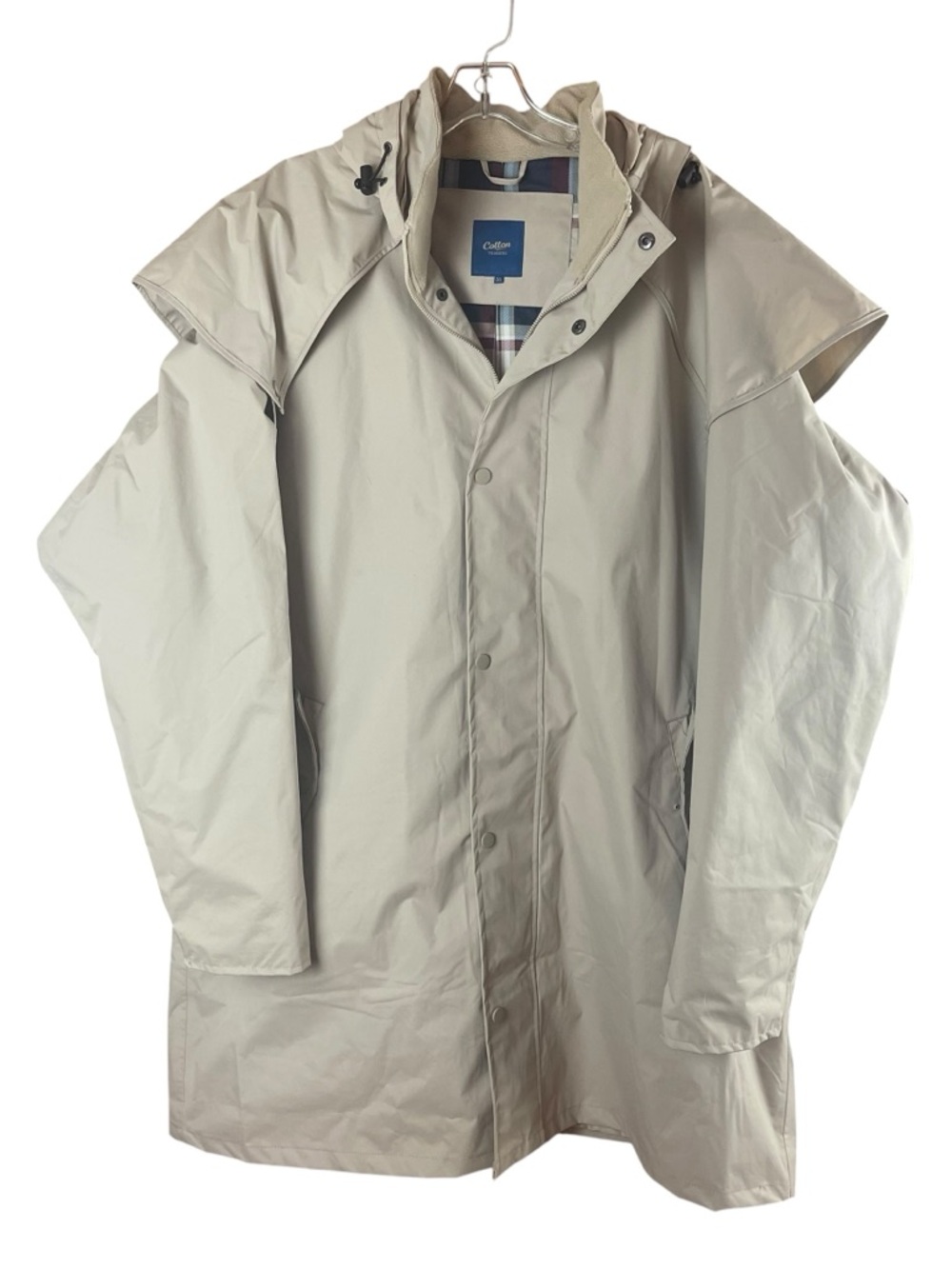Cotton Traders Men's Beige Hooded Raincoat - Classic Water-Resistant Coat